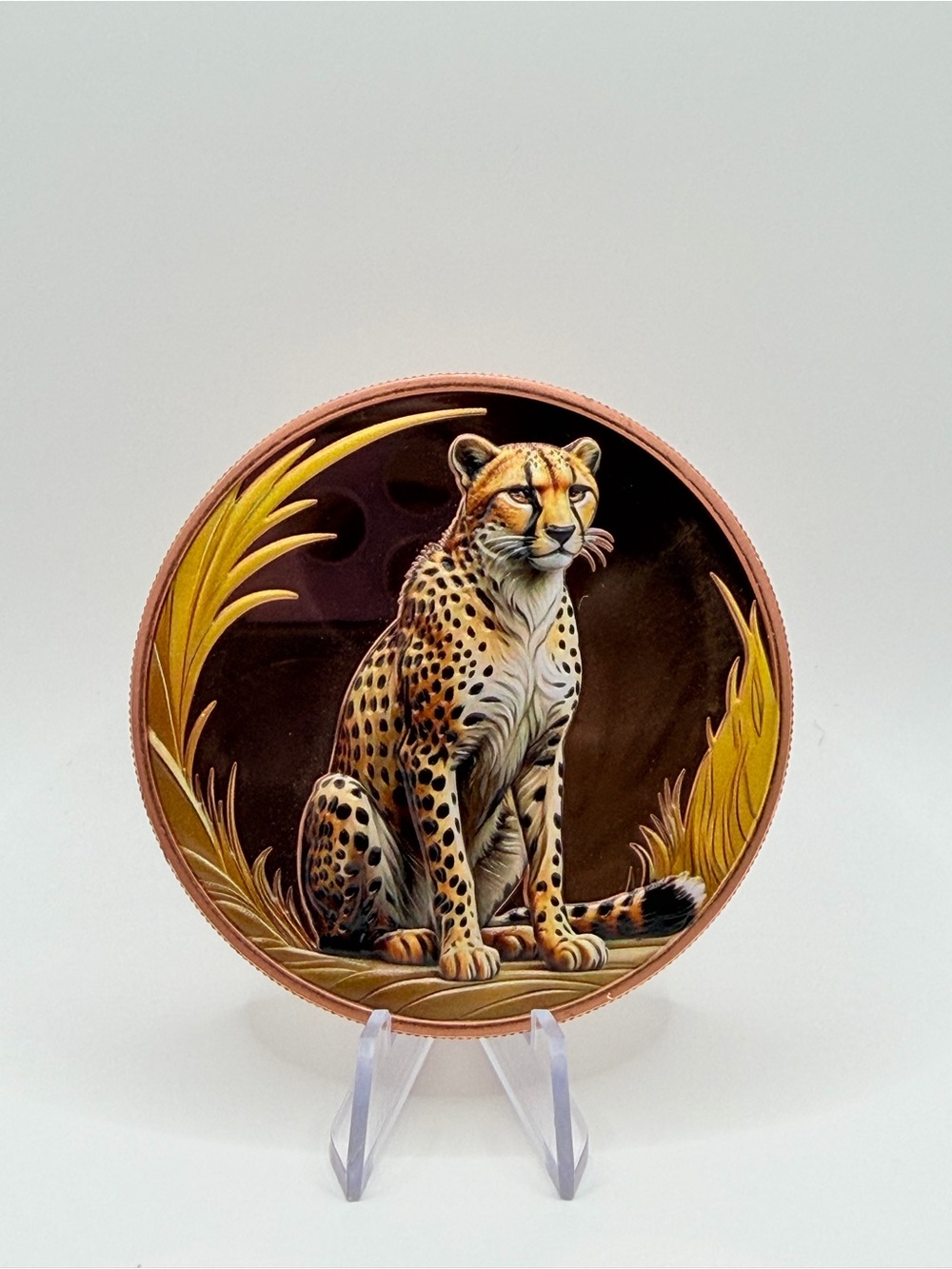 Lotus Mint 5 oz Colorized Copper Round Cheetah Savanna Wildlife